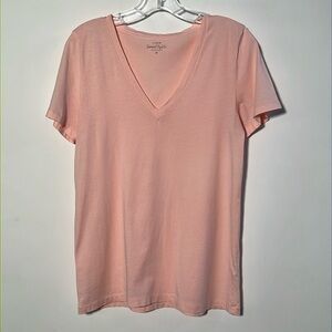 J. CREW Garment Dyed 100% Cotton V-Neck Short Sleeve Ballet Pink Classic Top M